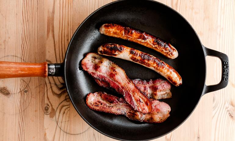 bacon and sausages for breakfast 