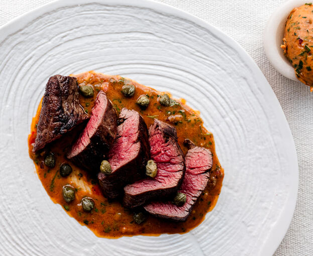 beef steak with cafe de paris butter 