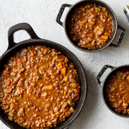 minced lamb cooked with spices in a curry 