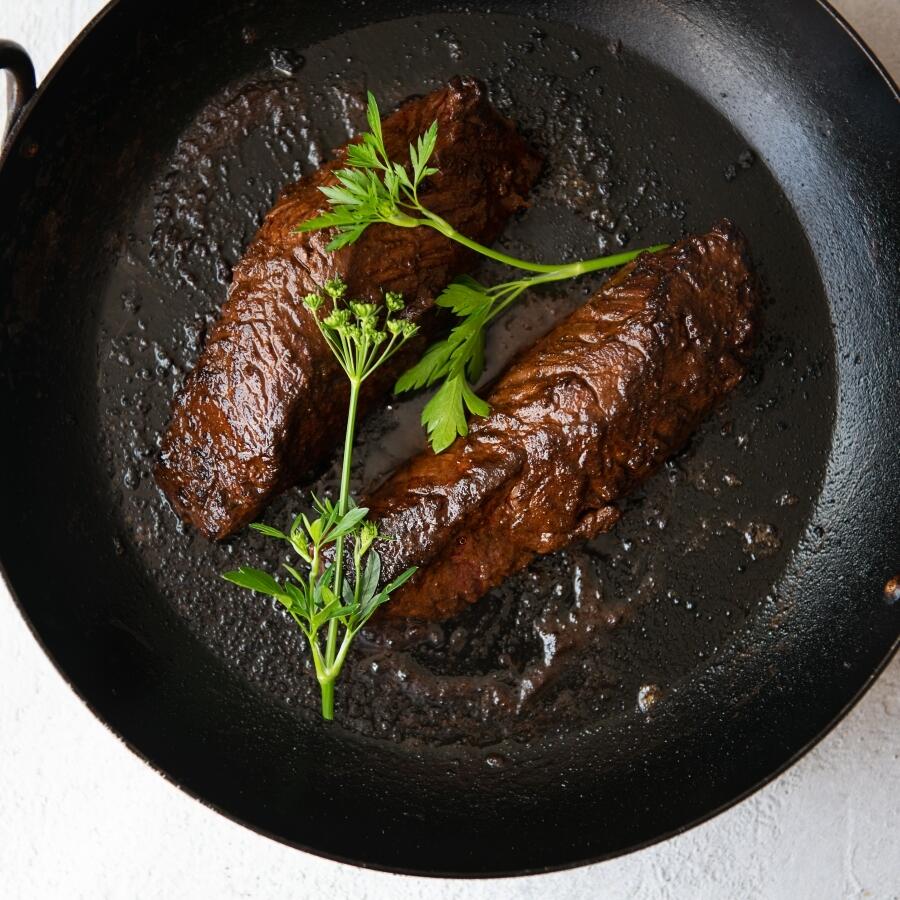 hanger steak cooked