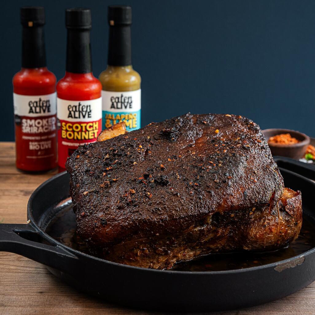 sweet pepper rubbed boston butt cooked and glazed 