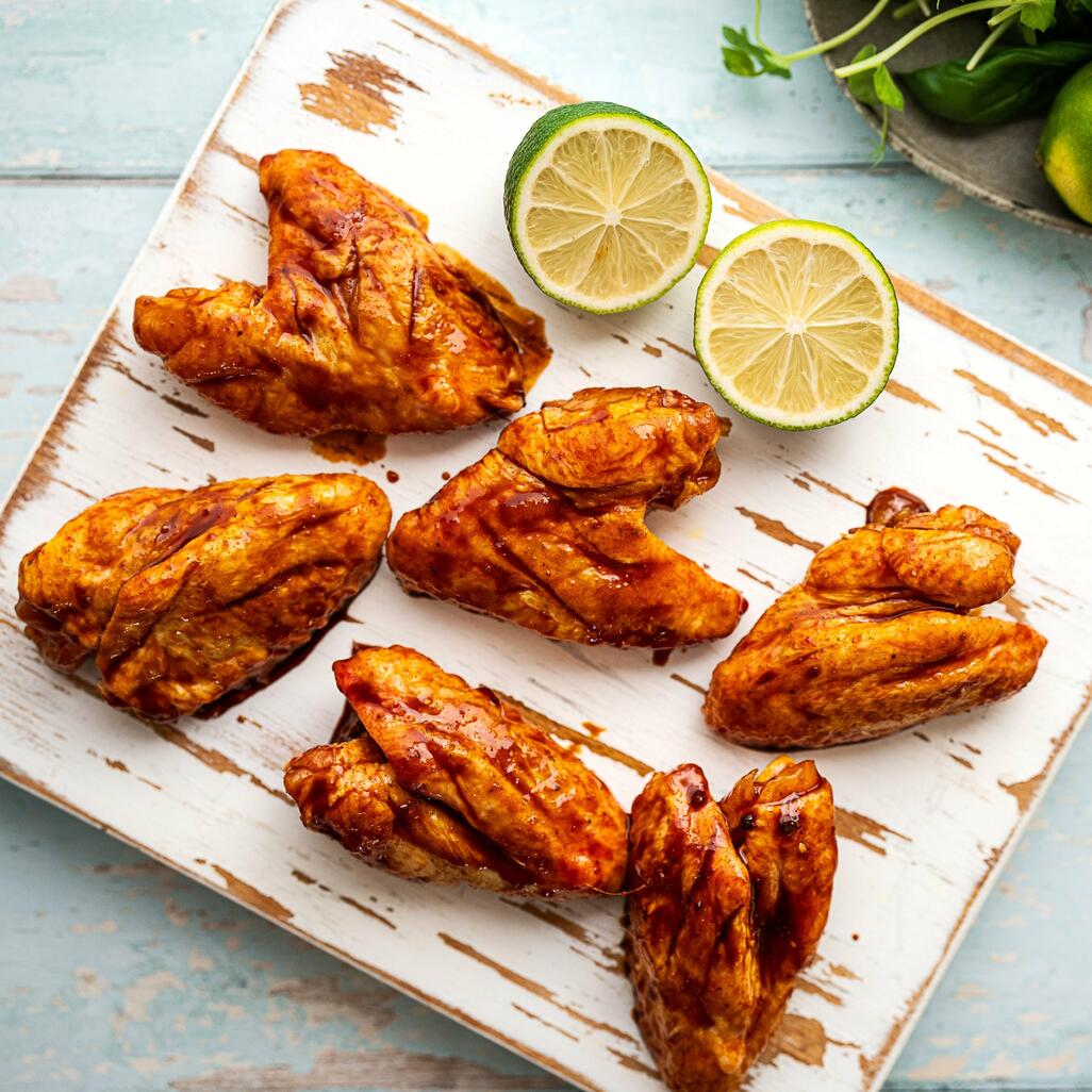 chicken wings prepared with korean glaze