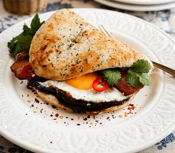 breakfast naan with garlic ketchup