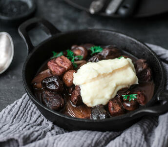 venison haunch ‘bourguignon’ cooked