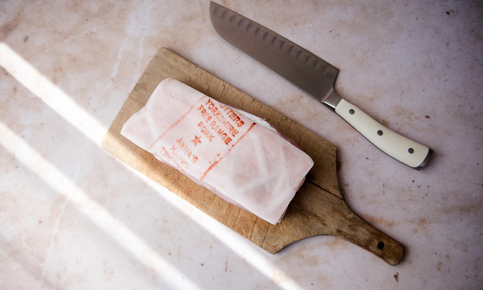 pig meat on wood 