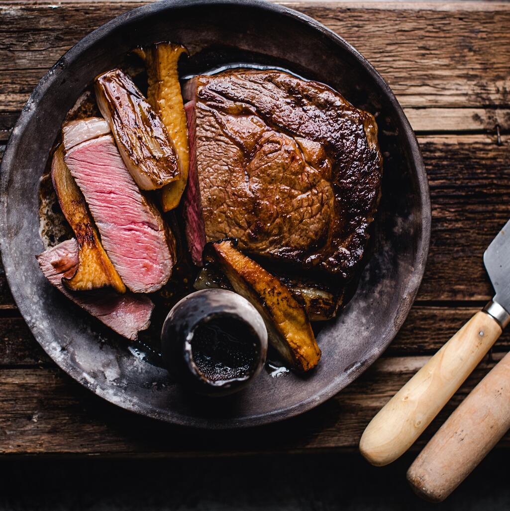 thick cut sirloin steak cooked