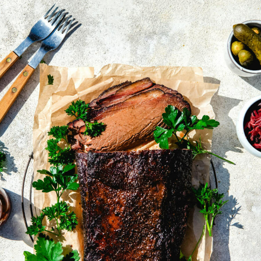 flat beef brisket cooked