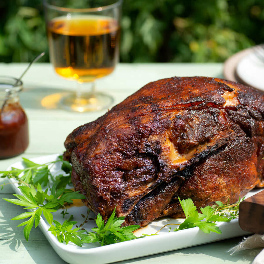 sweet pepper rubbed boston butt cooked and glazed 