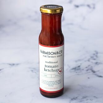 f&co tomato ketchup on marble background