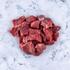 diced lamb on marble background