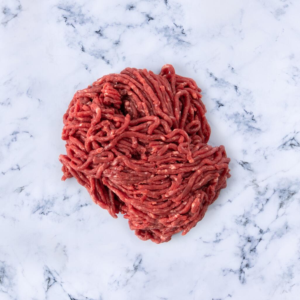 Beef Mince on marble background