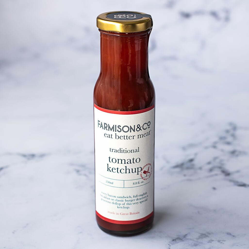 f&co tomato ketchup on marble background