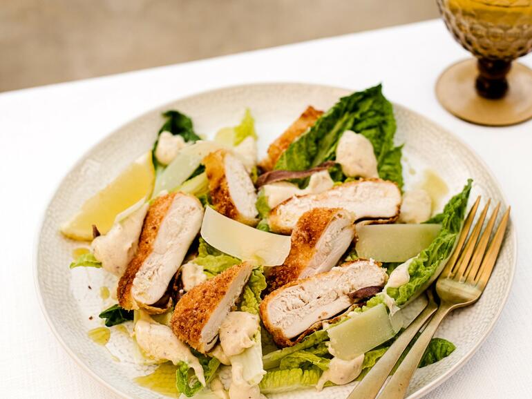 cooked chicken breast Caesar salad