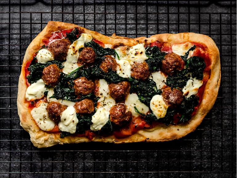 Photograph of How to Cook The Spicy Merguez, Goat's Cheese and Spinach Pizza