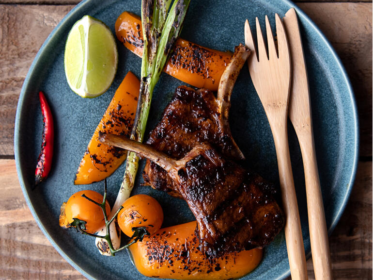 mexican grilled lamb cutlets with chipotle mayo cooked