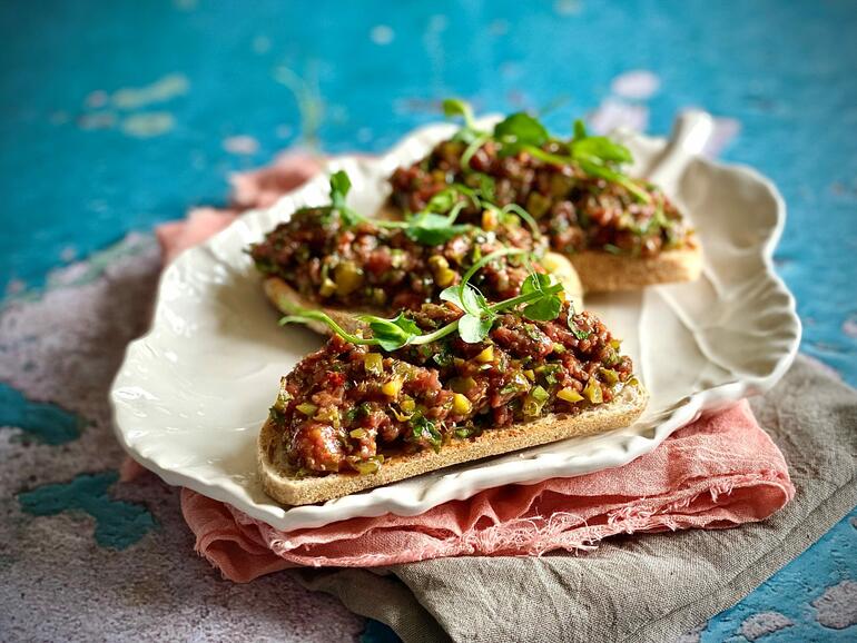 cooked venison and nduja tartare