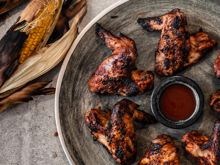 barbecue chicken wings in chipotle cooked