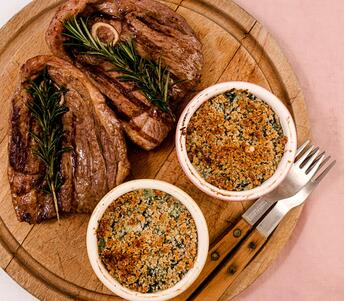 grilled lamb gigot steaks with spinach gratin