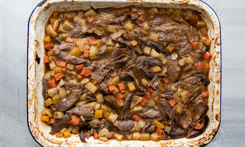 ingredients for lamb in pot 