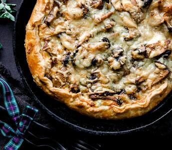 mushroom and swiss cheese galette cooked