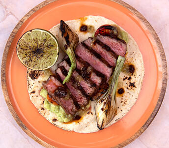 chipotle rubbed sirloin steak tacos cooked