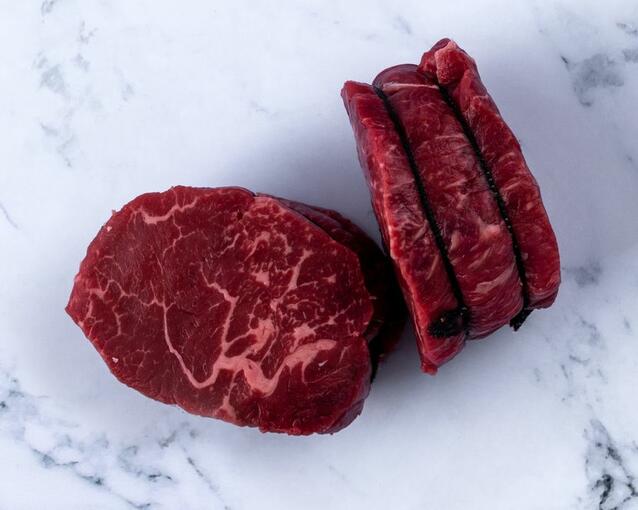 chateau steak raw on marble 