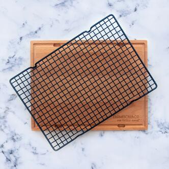 steak resting board on marble background