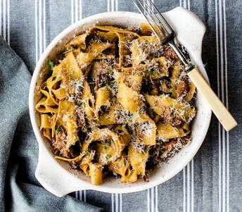 rabbit pappardelle cooked