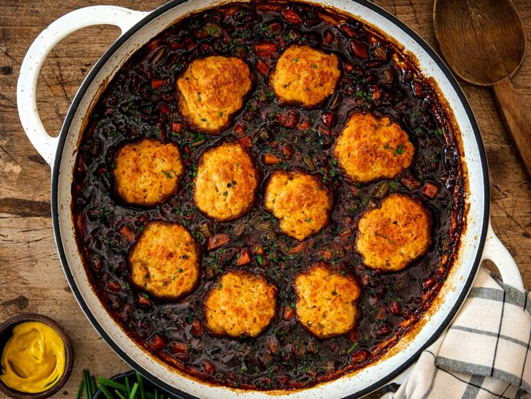 cooked beef mince and dumplings 