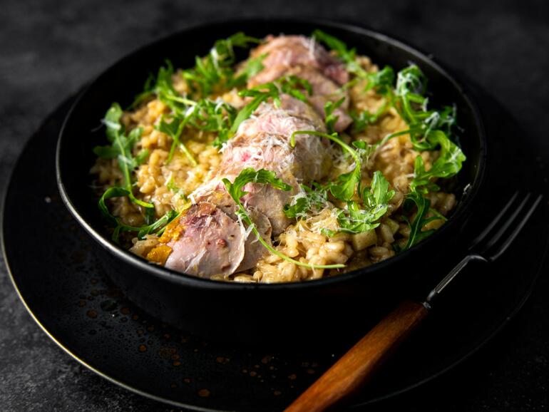 cooked wild pheasant & parsnip risotto