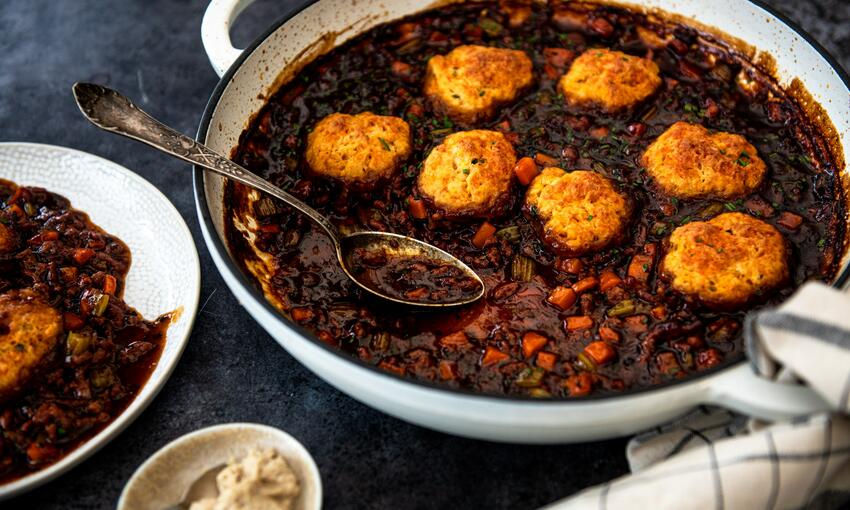 cooked beef mince and dumplings 