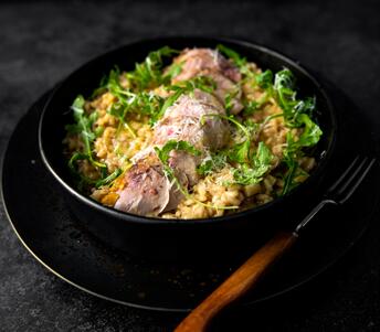 cooked wild pheasant & parsnip risotto