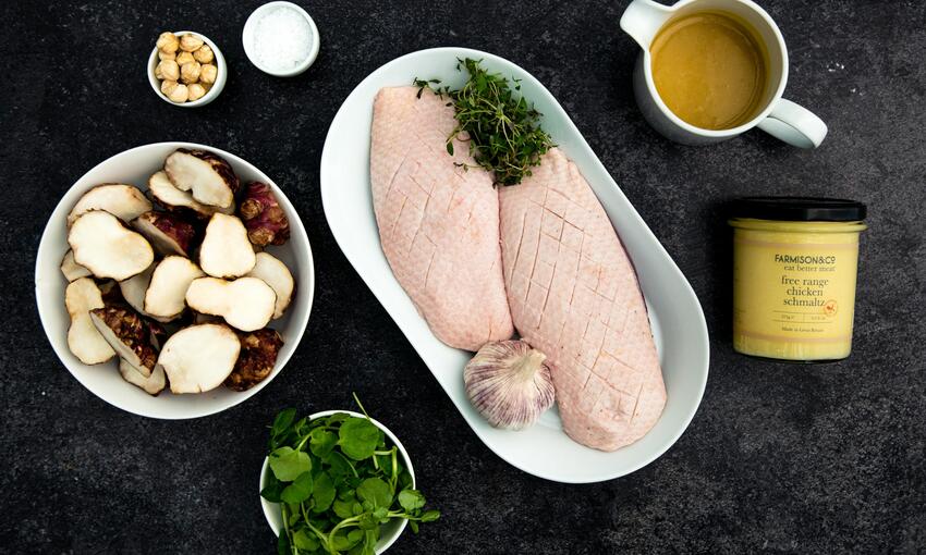 roast duck breast & jerusalem artichokes recipe ingredients