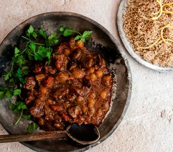 cooked wild venison tagine with chestnuts