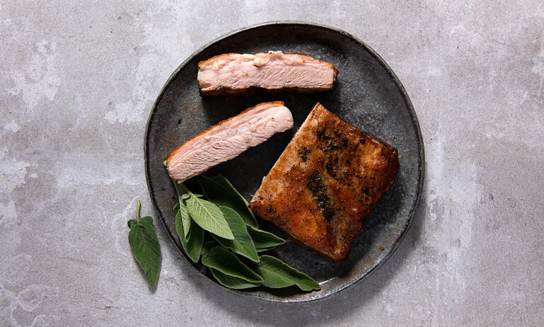 cooked free range pork belly roast recipe