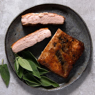 cooked free range pork belly roast