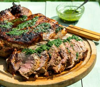 butterflied lamb leg cooked