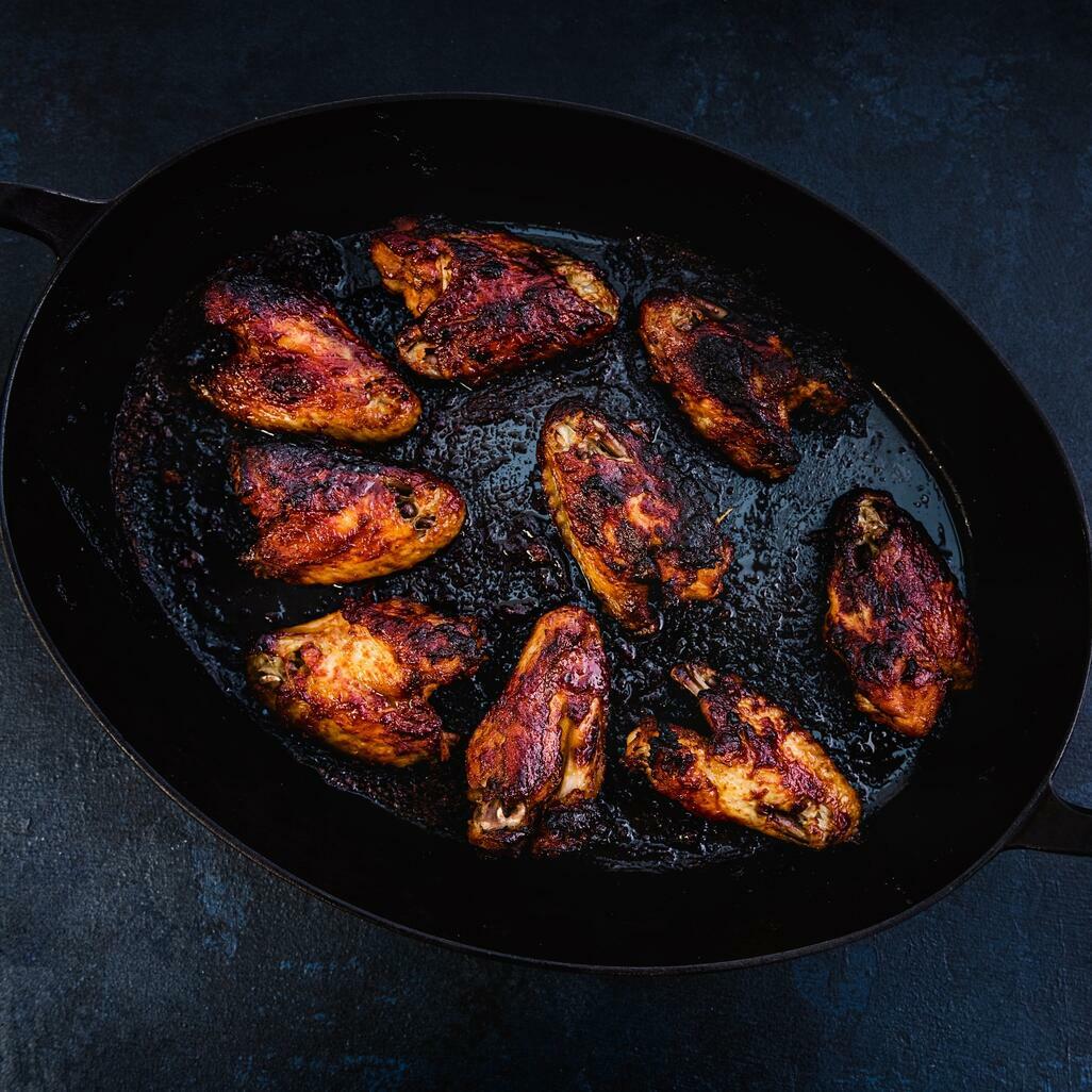 chicken wings cooked and charred