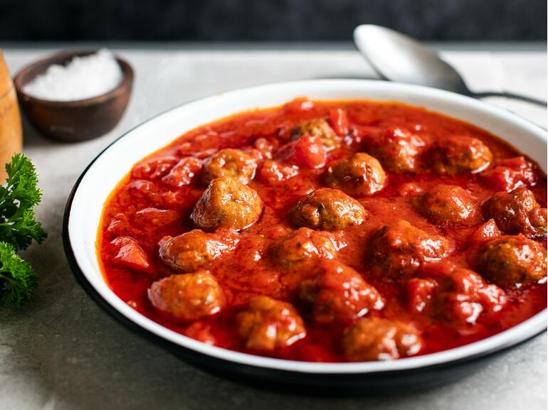 lamb kofta meatballs in tomato ragu