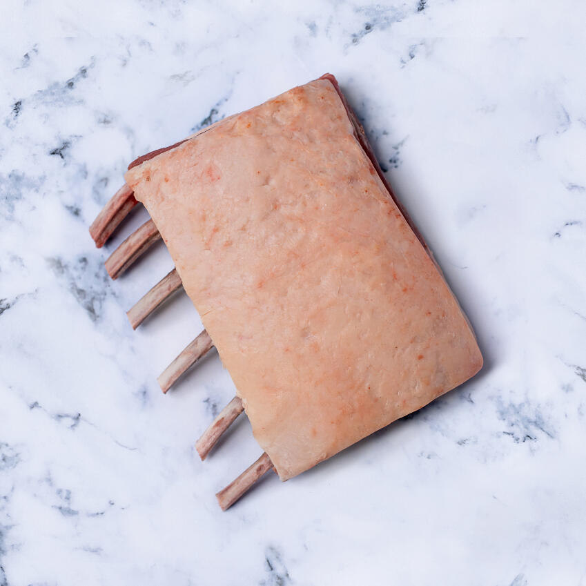 rack of lamb rib on marble background 